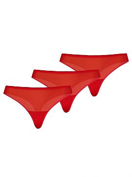 Completă Teyli  Tanga roșu pentru femei, în pachet de trei, confecționat din plasă elastică delicată și transparentă, plăcută la atingere. Pachetu
