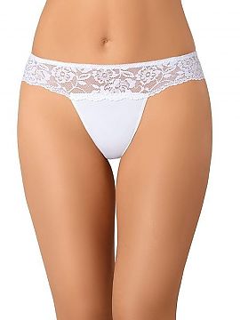 Tanga Teyli  Tanga pentru femei de culoare albă, confecționat din dantelă, care se află în partea superioară și care este combinată cu plasă, c�