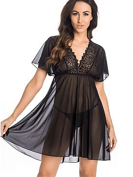 Cămaşă sexy Teyli  Cămașă erotică pentru femei în negru. Cămașa este confecționată din plasă delicată transparentă de înaltă calitate, plăcută 