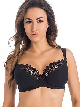 Semi-soft Teyli  Sutienul eco exclusivist de culoare neagră este semipreparat și este fabricat din bumbac de înaltă calitate și dantelă elastică de î