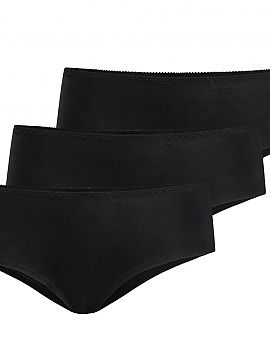 Completă Teyli  Brazilieni de bambus pentru femei, ambalați în seturi de 3 bucăți, într-o culoare solidă de negru strălucitor. Mărimi de la XS la XX