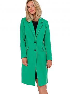 Palton Moe  Palton de flanelă pentru doamne, cu croială clasică și guler căptușit. Paltonul are o închidere cu doi nasturi și mâneci lungi. Com