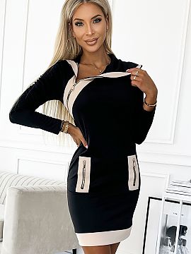 Rochie de zi Numoco  O rochie bicoloră cu trei fermoare. Perfectă pentru muncă, zile de naștere, cumpărături și alte ocazii mai puțin formale. Confecțio